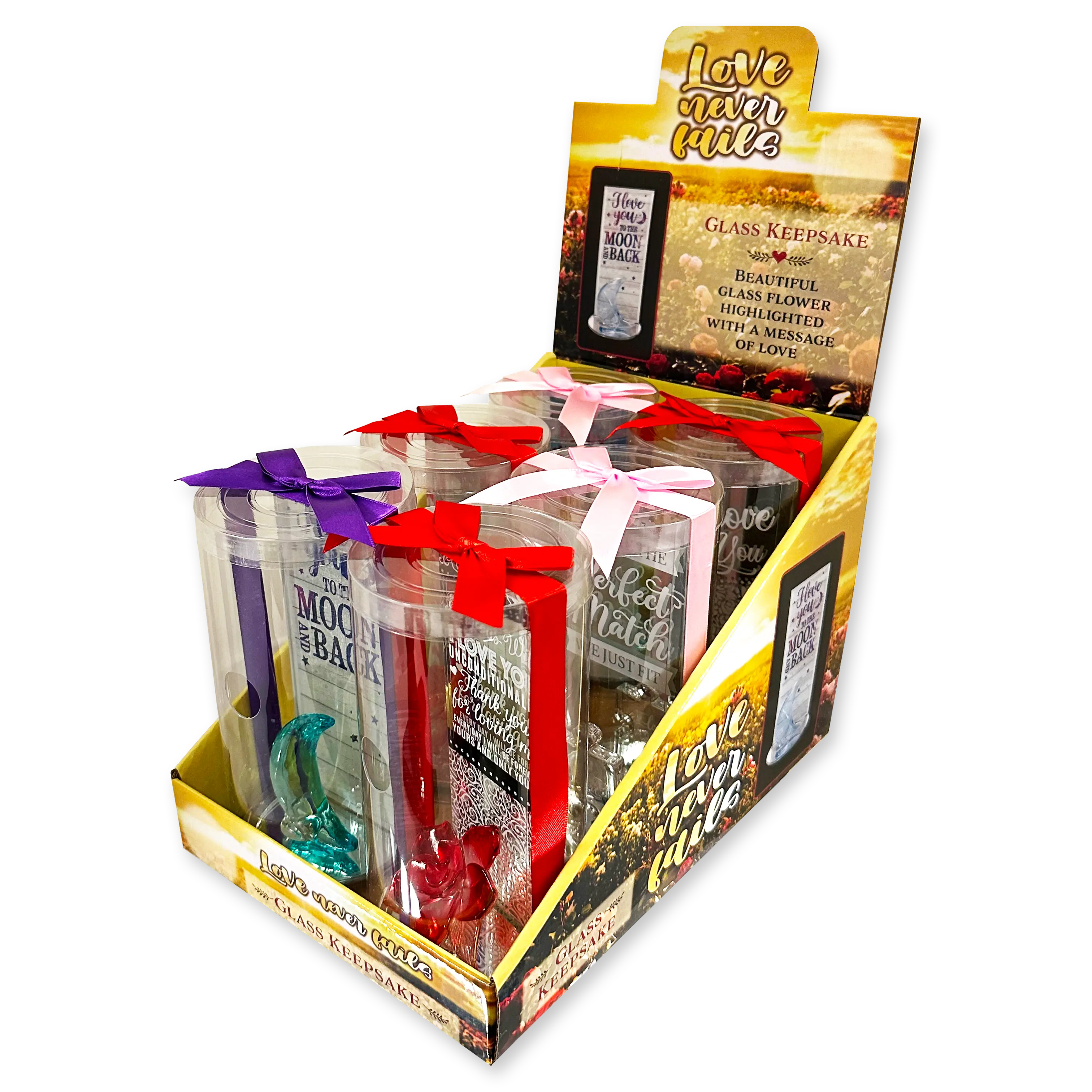 Glass Rose Keepsake - 6 Pieces Per Retail Ready Display 23739 NOVELTY INC