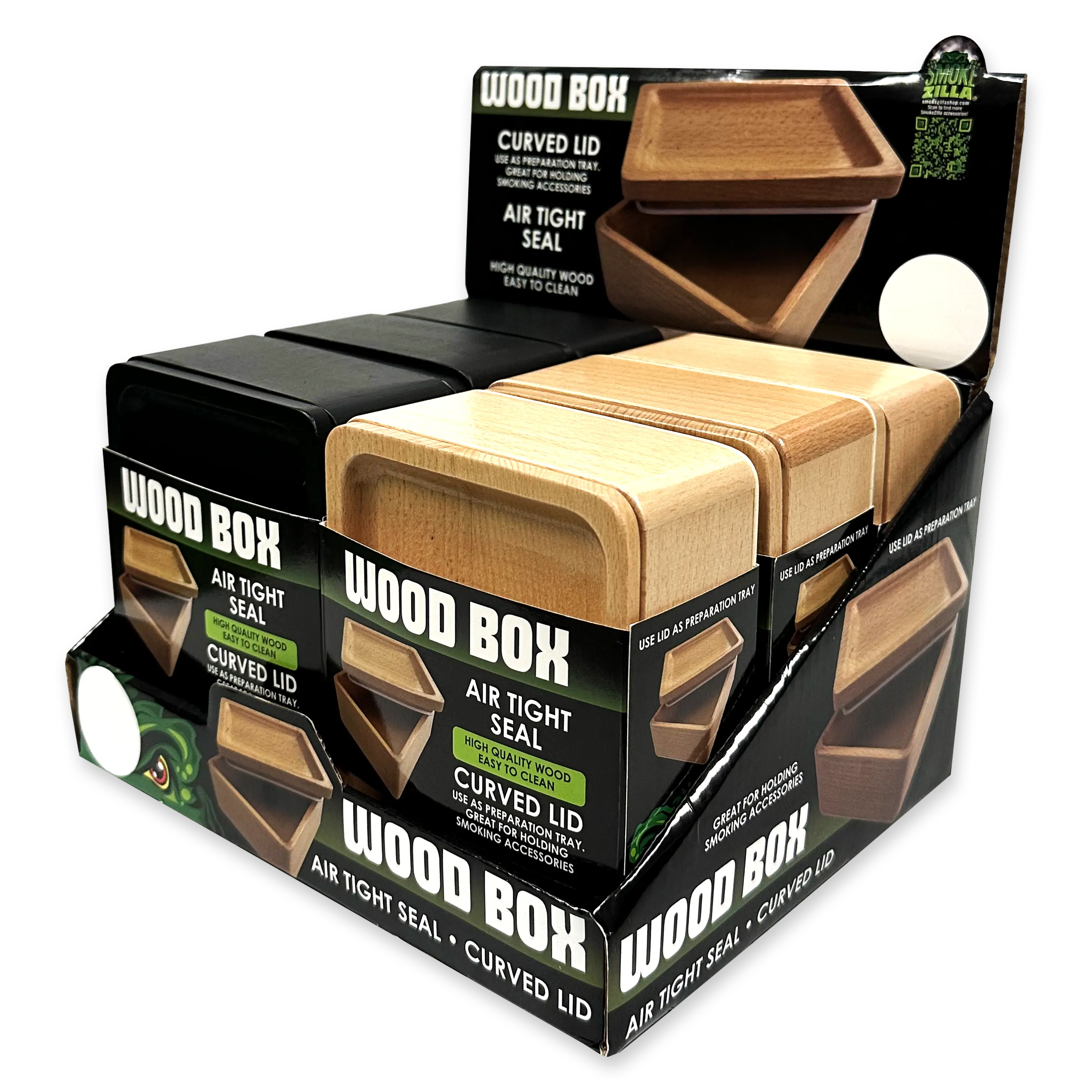 Wood Storage Box with Tray Lid - 6 Pieces Per Retail Ready Display 23747 SMOKEZILLA