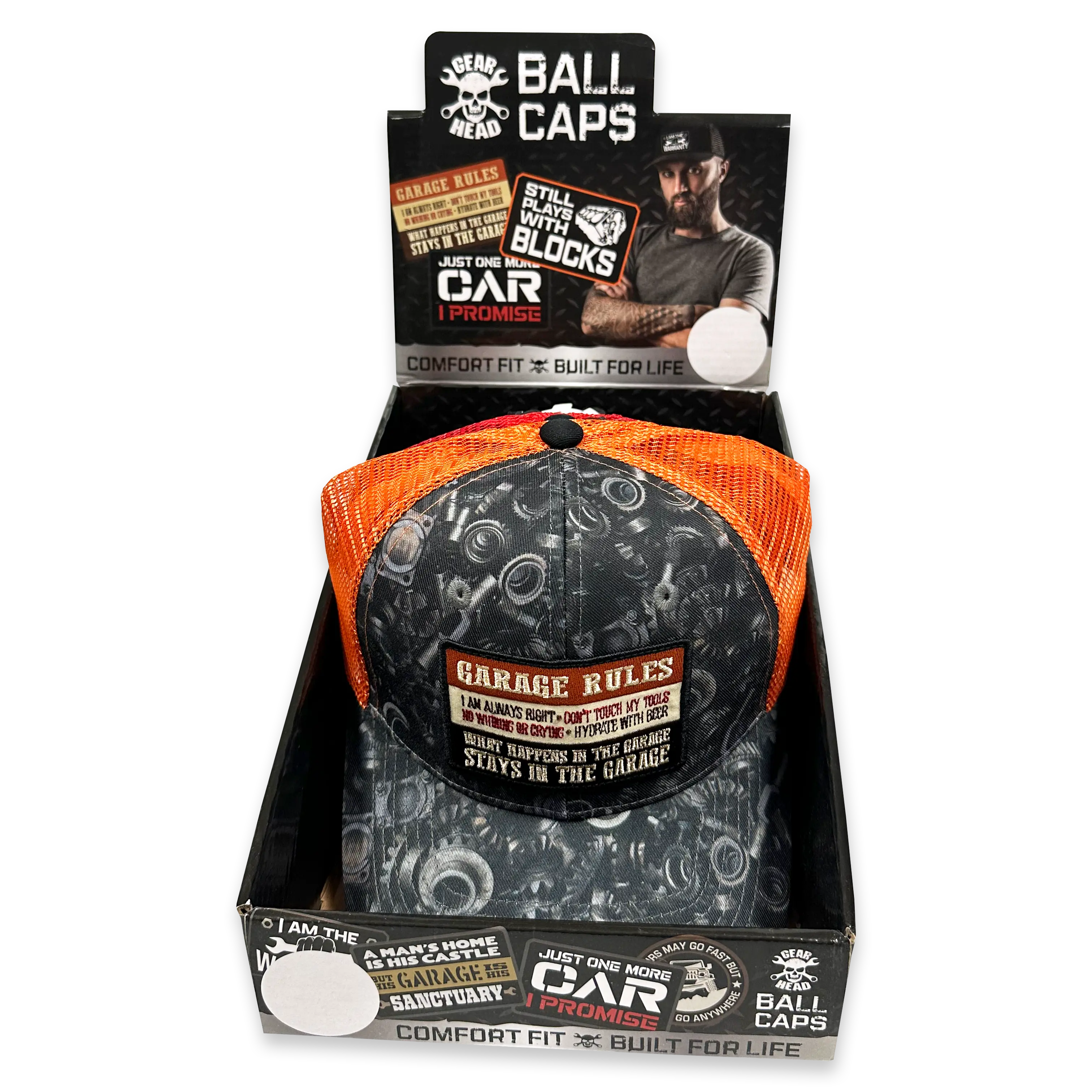 Mechanic Trucker Hat Gear Head Ball Caps - 6 Pieces Per Retail Ready Display 23753 TAC GEAR