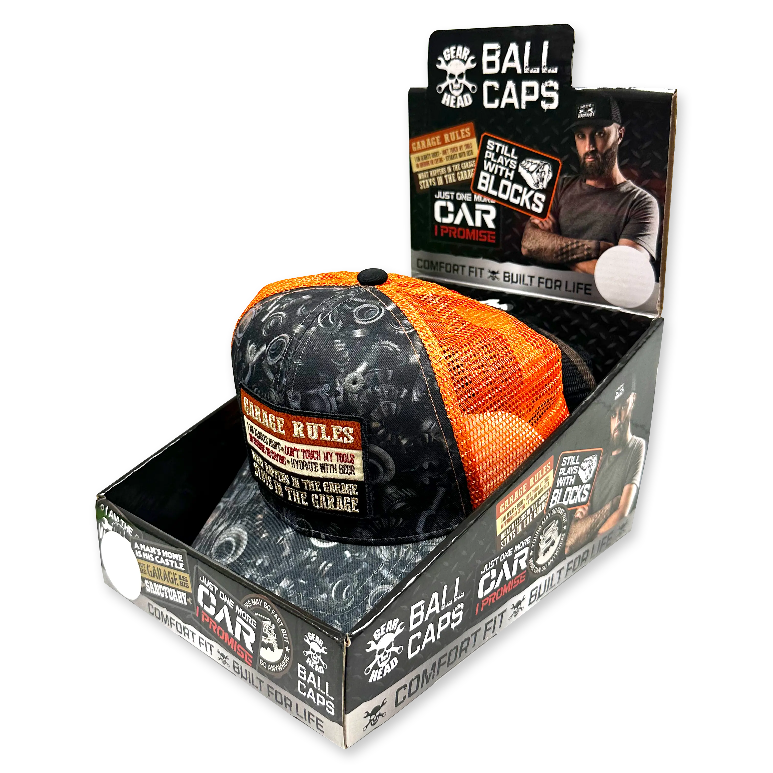 Mechanic Trucker Hat Gear Head Ball Caps - 6 Pieces Per Retail Ready Display 23753 TAC GEAR