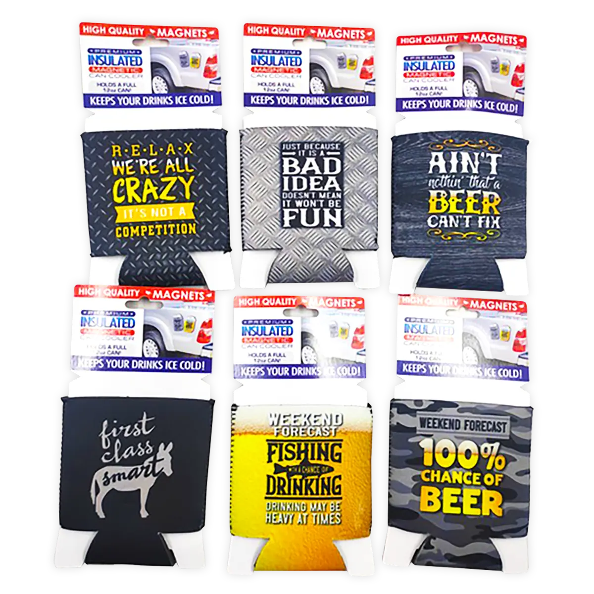 Neoprene Magnetic Can and Bottle Cooler - 6 Pieces Per Retail Ready Display 22428 POLAR GEAR
