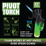 Pivot Head Torch Lighter with Flip Down Lid- 10 Pieces Per Retail Ready Display 41590