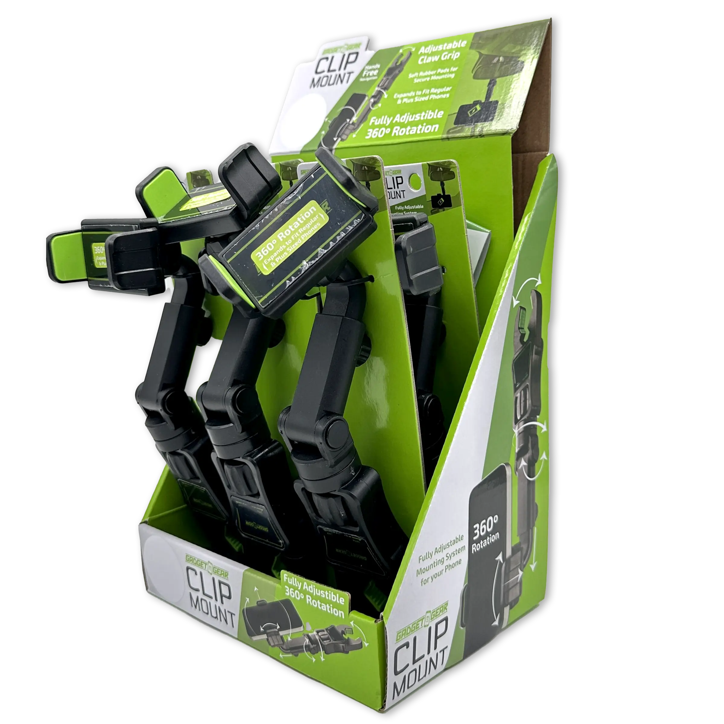 Phone Stand with Claw Clip Mount - 6 Pieces Per Retail Ready Display 23717 GADGET GEAR