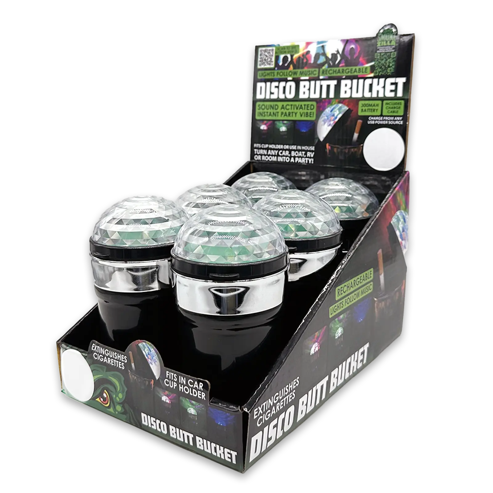 Disco Butt Bucket with Sound Activated LED Lights - 6 Pieces Per Retail Ready Display 23742 SMOKEZILLA