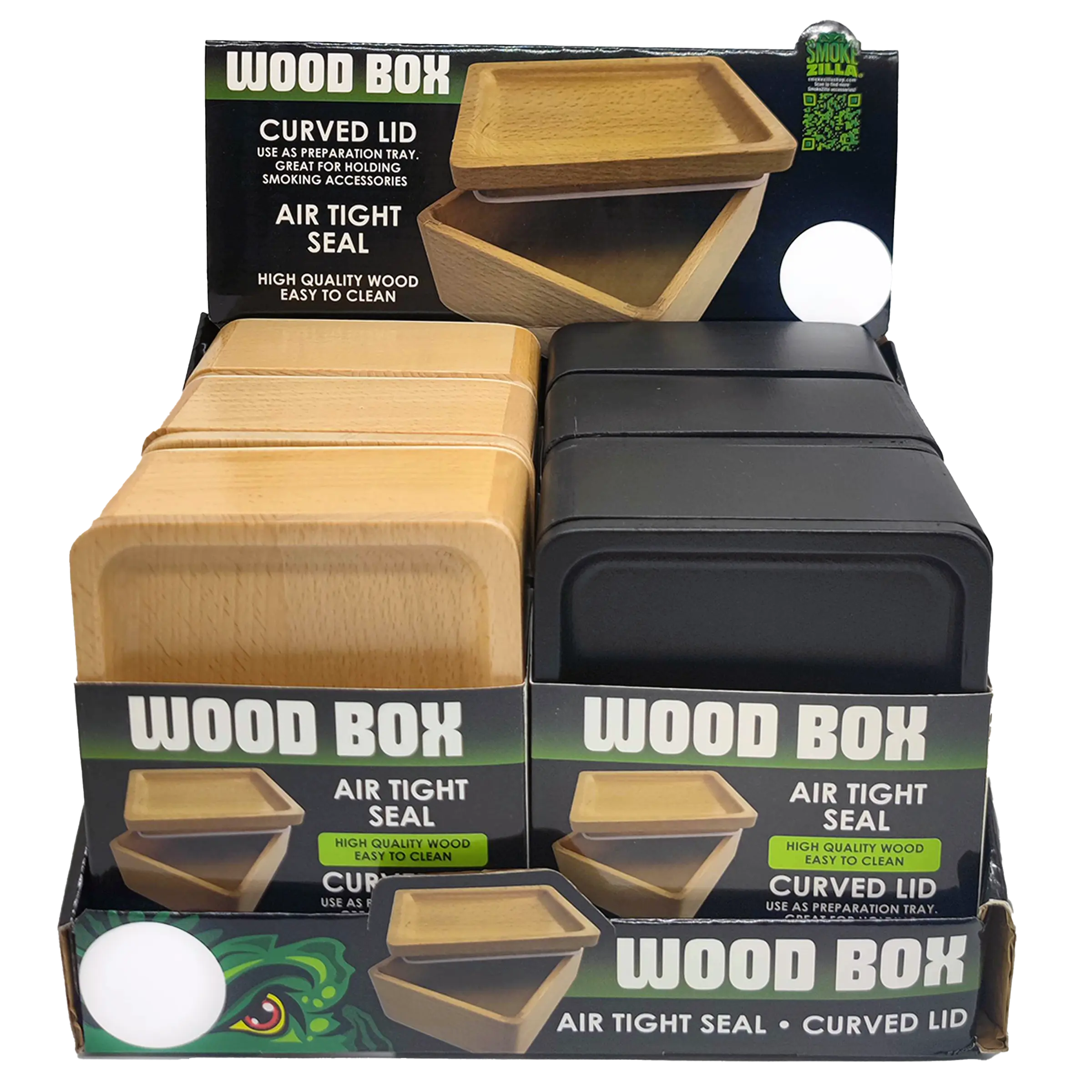 Wood Storage Box with Tray Lid - 6 Pieces Per Retail Ready Display 23747 SMOKEZILLA