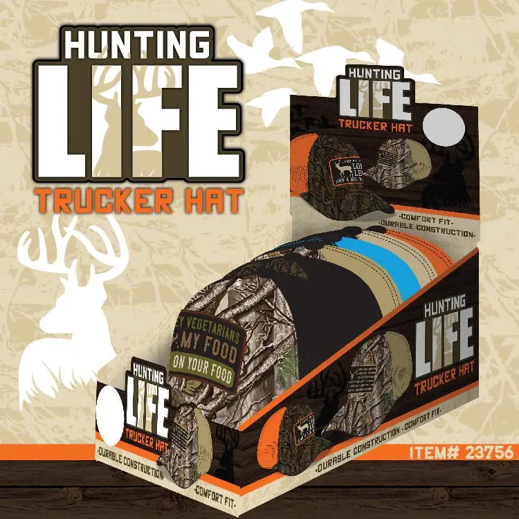 Trucker Hat Hunting Life Ball Cap - 6 Pieces Per Retail Ready Display 23756 ROUGHNECK