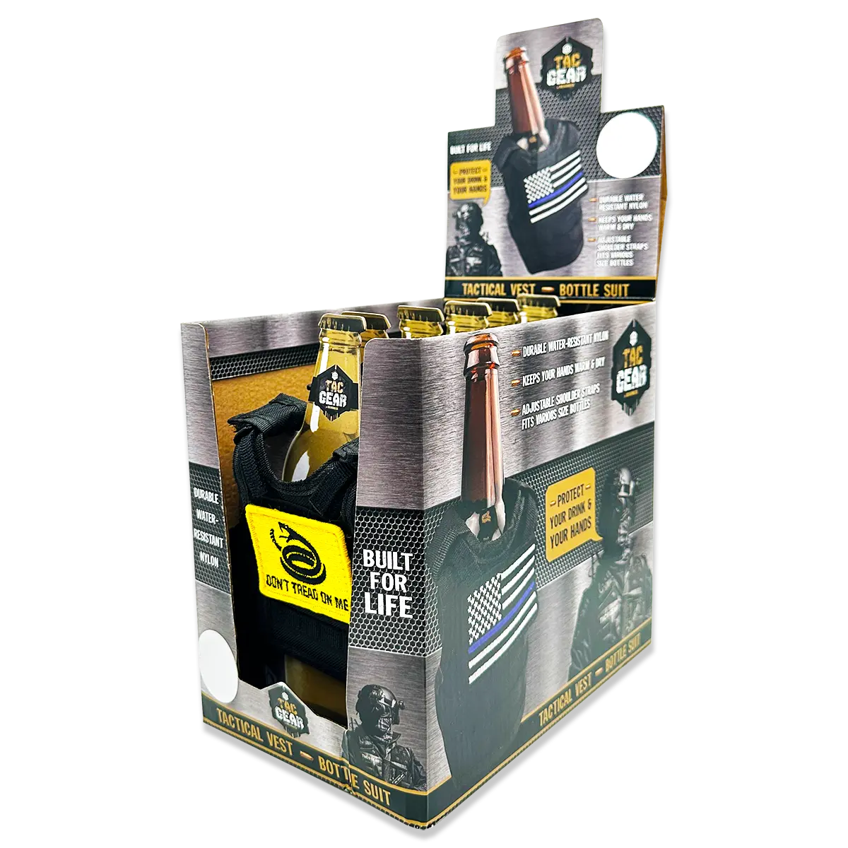 Patriotic MOLLE Insulated Bottle Suit with Patch - 6 Pieces Per Retail Ready Display 23758 TAC GEAR