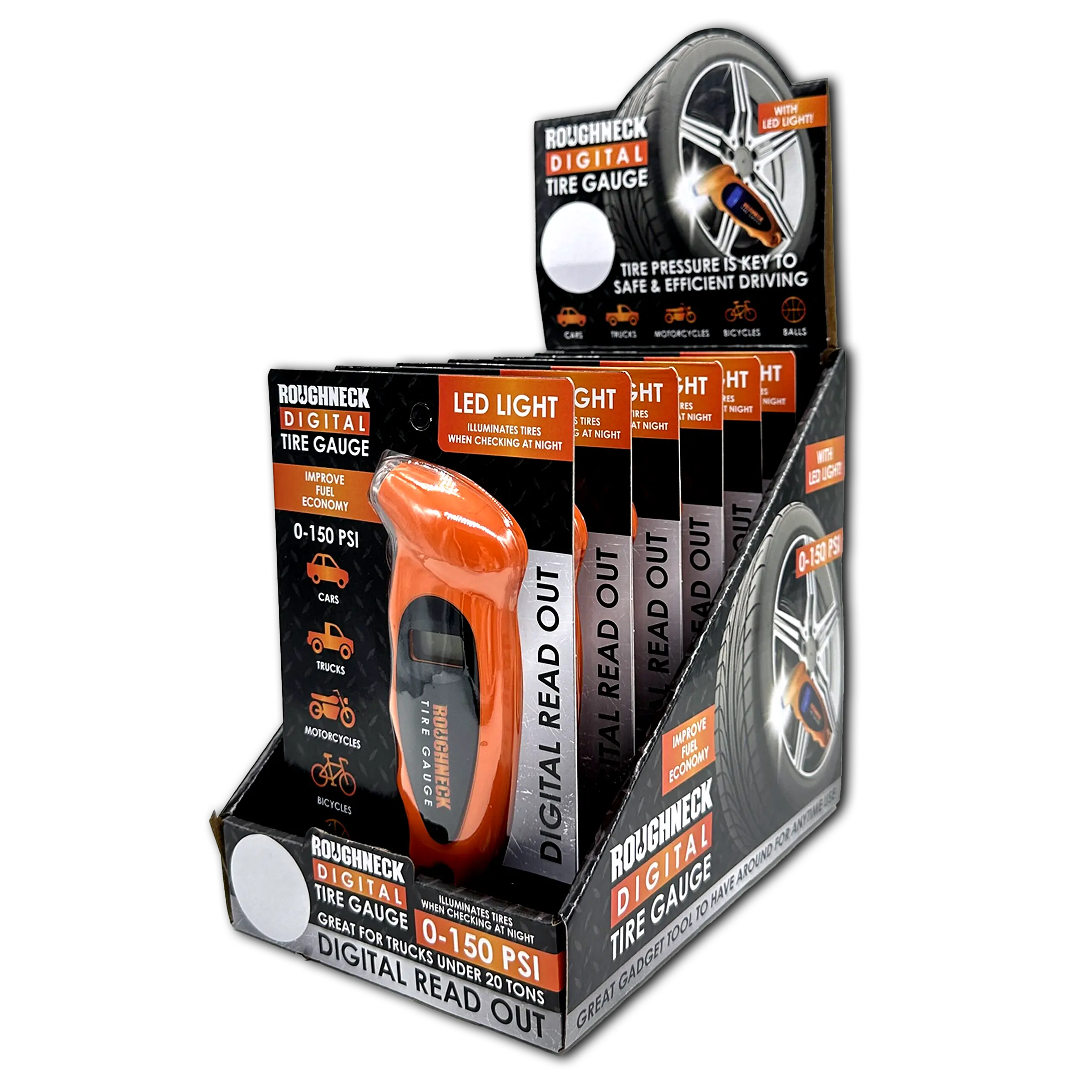 Small Digital Tire Gauge - 6 Pieces Per Retail Ready Display 23774 ROUGHNECK