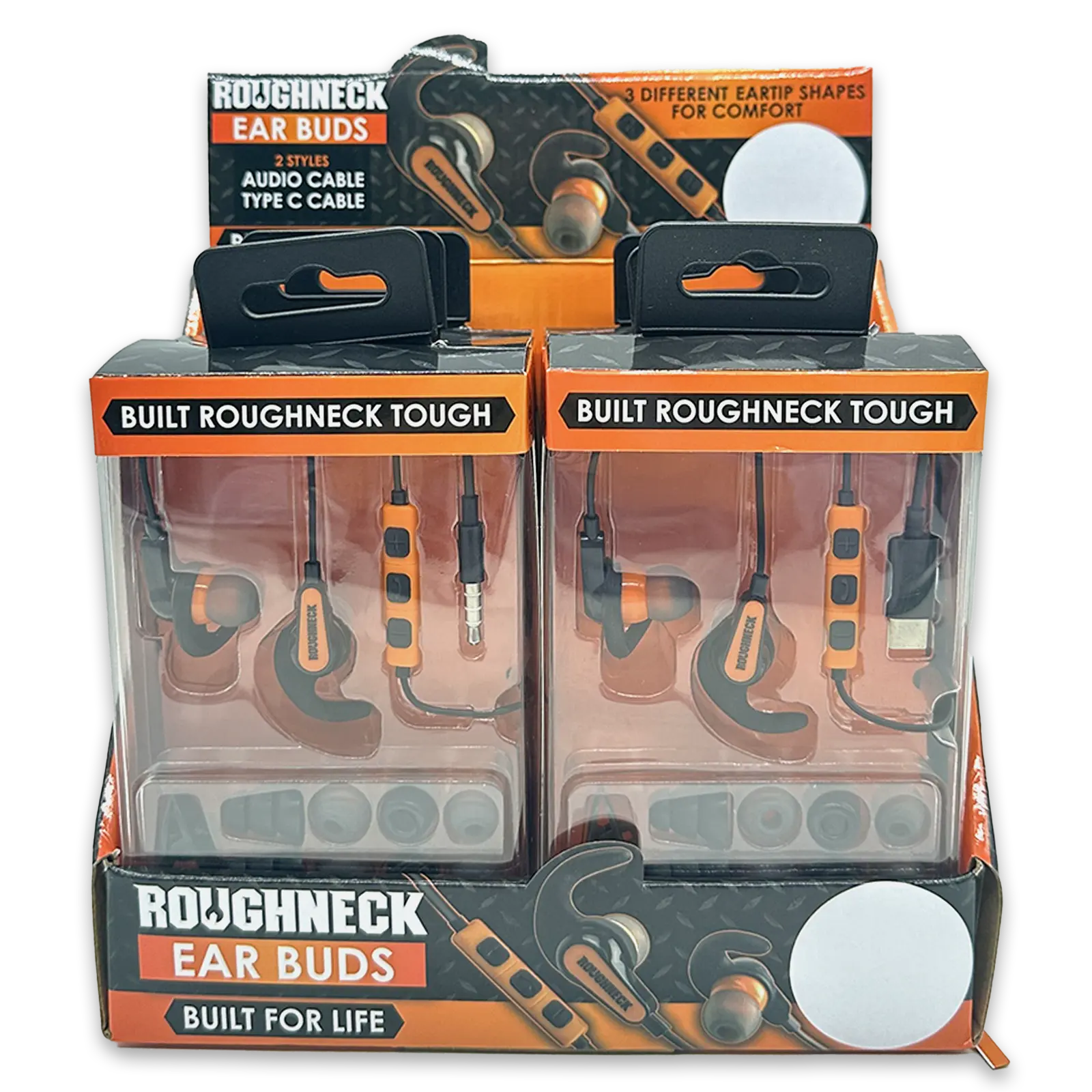 Wired Earbuds with Aux and USB-C Audio Connection - 6 Pieces Per Retail Ready Display 23796 ROUGHNECK