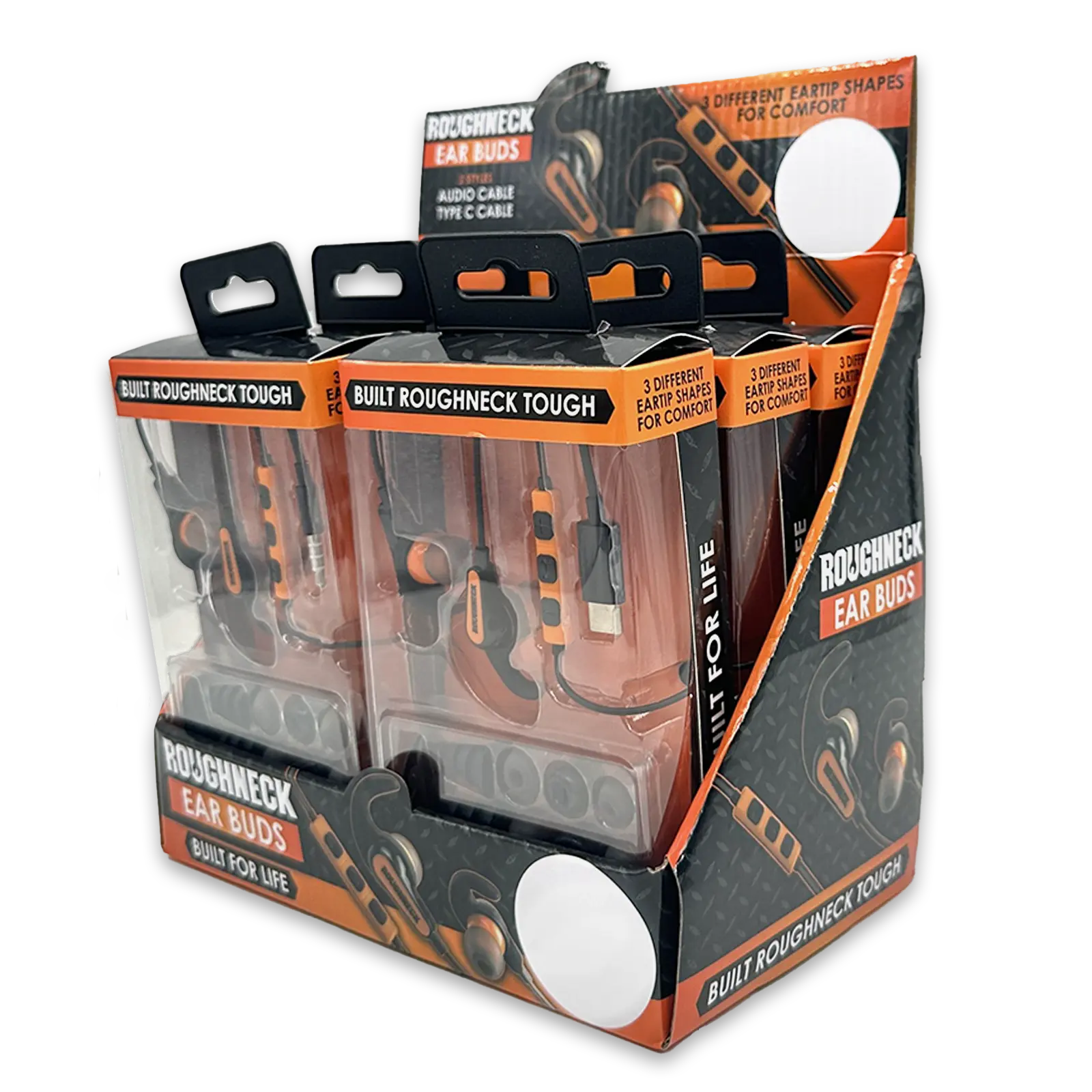 Wired Earbuds with Aux and USB-C Audio Connection - 6 Pieces Per Retail Ready Display 23796 ROUGHNECK