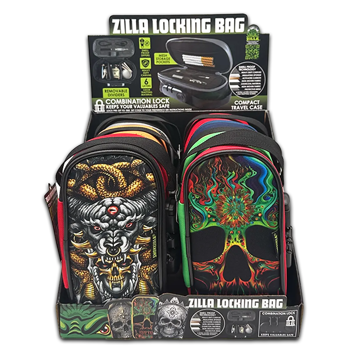 Smell Proof Small Canvas Lock Bag with Tool Organizer - 6 Pieces Per Retail Ready Display 23823 SMOKEZILLA