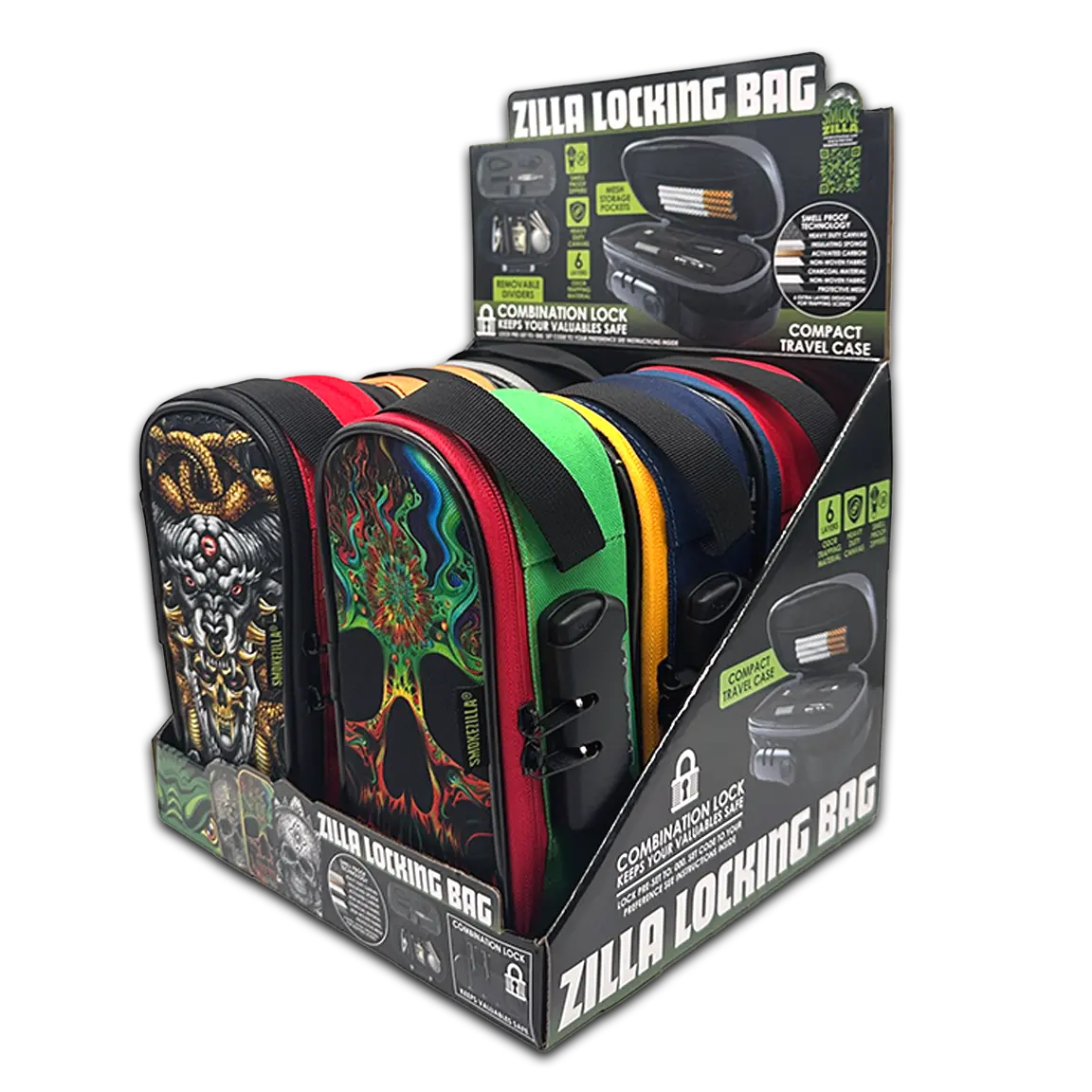 Smell Proof Small Canvas Lock Bag with Tool Organizer - 6 Pieces Per Retail Ready Display 23823 SMOKEZILLA