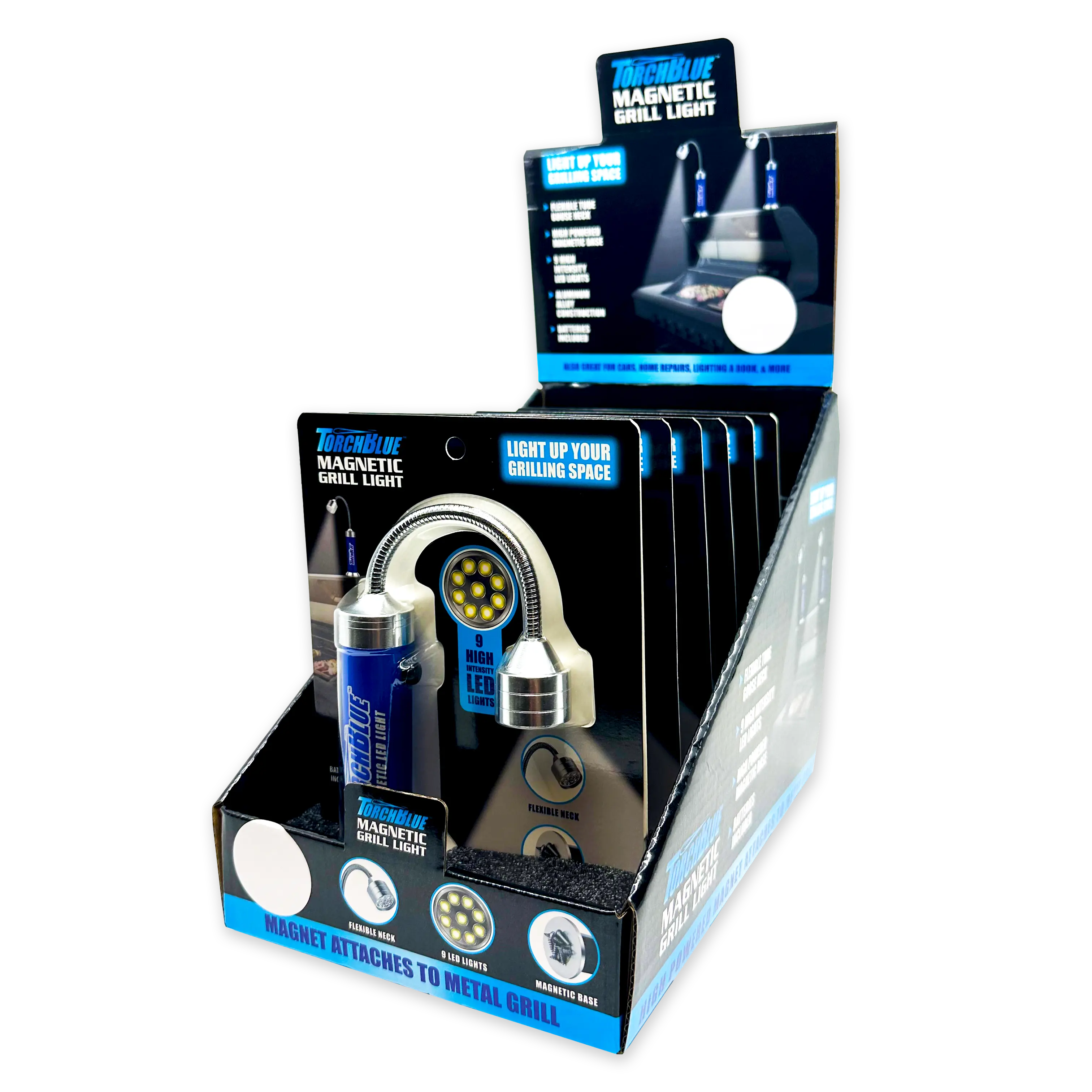 LED Grill Light with Magnetic Stand - 6 Pieces Per Retail Ready Display 23848 TORCH BLUE