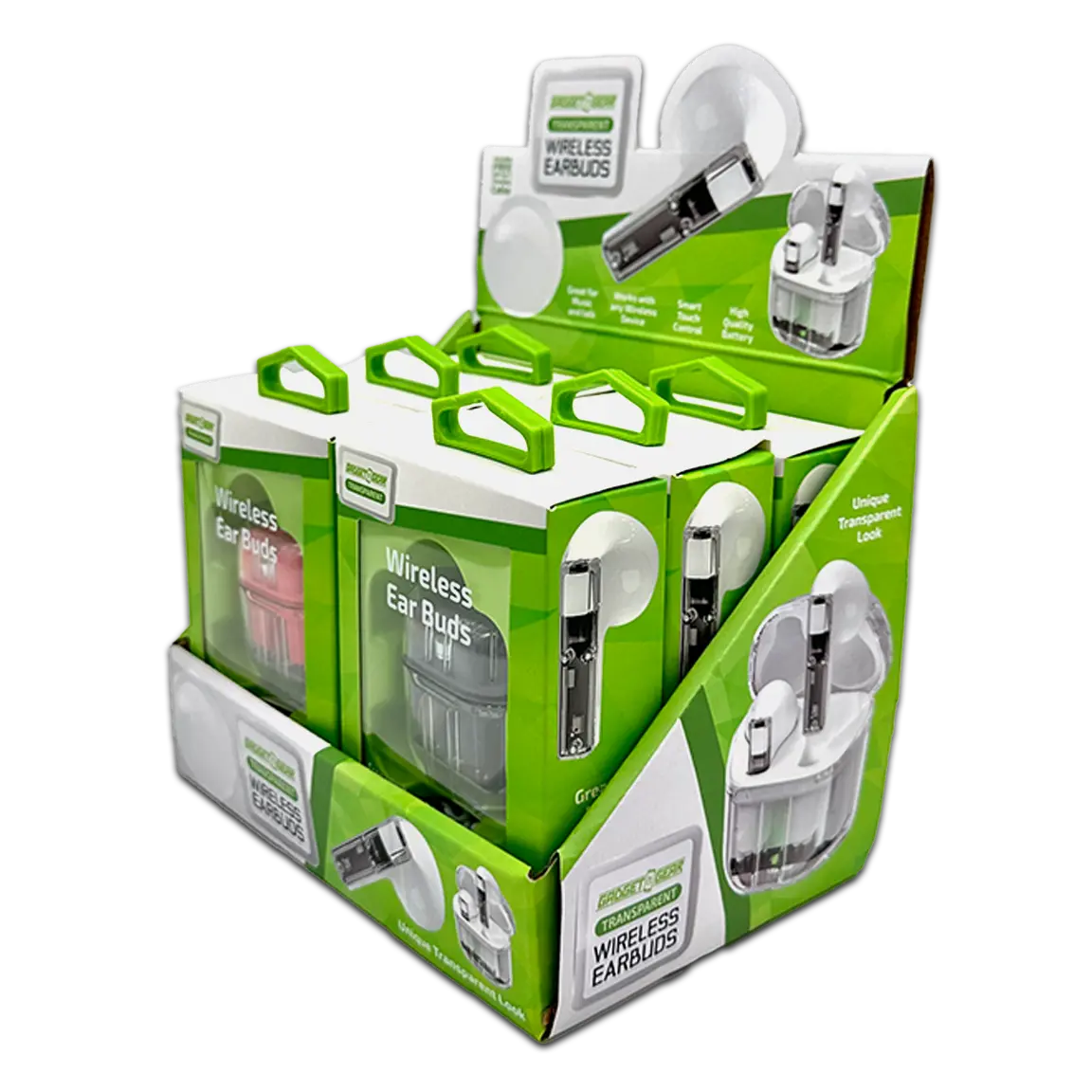 Wireless Earbuds with Transparent Case - 6 Pieces Per Retail Ready Display 23866 GADGET GEAR