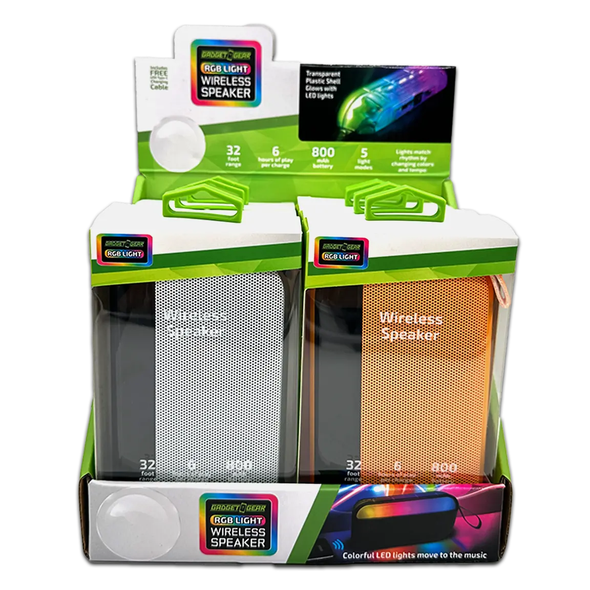 Wireless Speaker Transparent with LED Lights - 6 Pieces Per Retail Ready Display 23874 NOVELTY INC