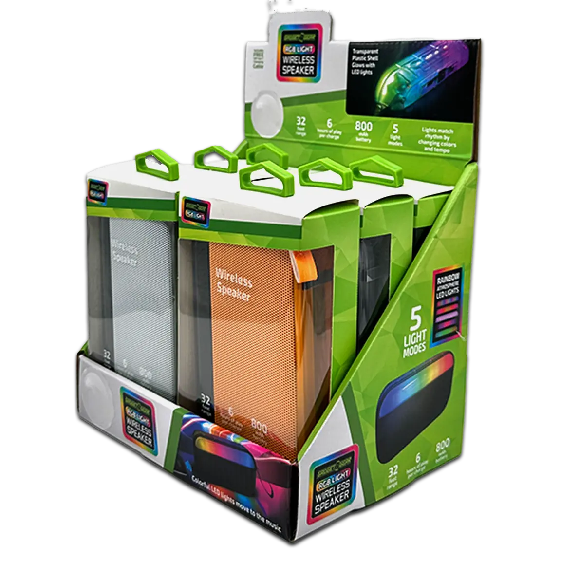 Wireless Speaker Transparent with LED Lights - 6 Pieces Per Retail Ready Display 23874 NOVELTY INC