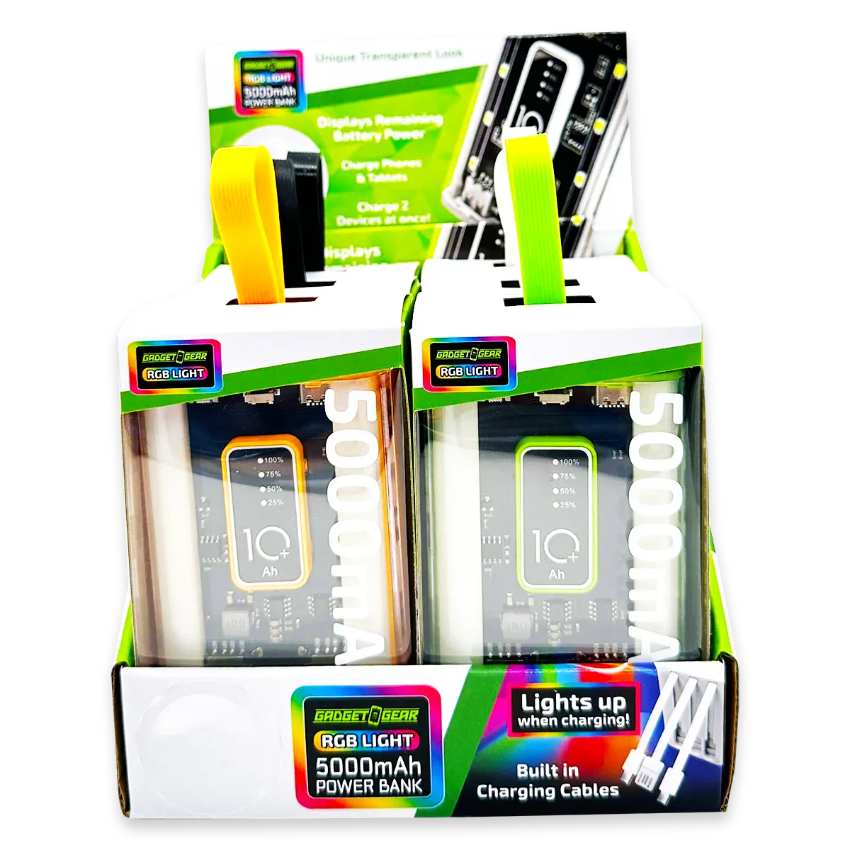 Rechargeable Power Bank with Rgb Lights - 6 Pieces Per Retail Ready Display 23880 GADGET GEAR