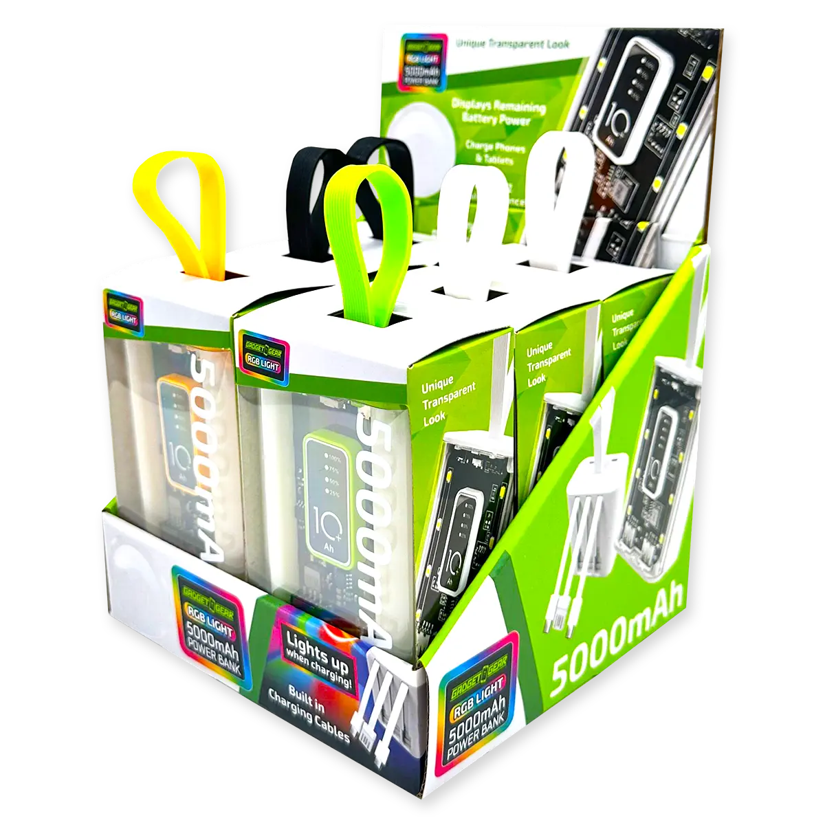 Rechargeable Power Bank with Rgb Lights - 6 Pieces Per Retail Ready Display 23880 GADGET GEAR