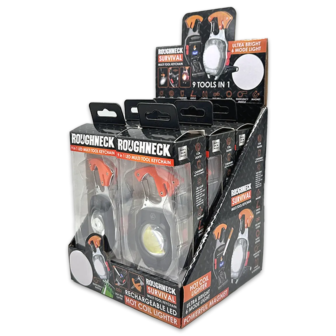 Multi-Tool Survival 9-In-1 with LED Light - 6 Pieces Per Retail Ready Display 24032 ROUGHNECK