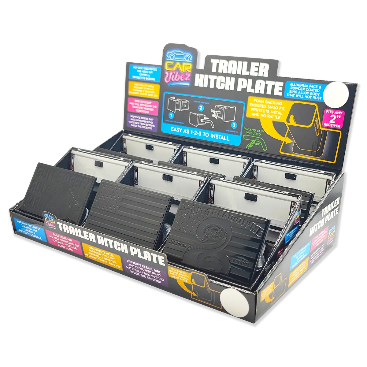 Trailer Hitch Plate Insert - 6 Pieces Per Retail Ready Display 24069 CAR VIBEZ