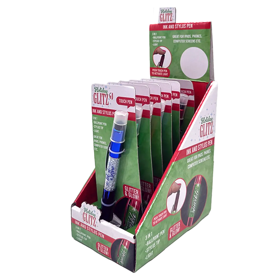 Christmas Glitter Pen- 6 Pieces Per Retail Ready Display 24071 NOVELTY INC