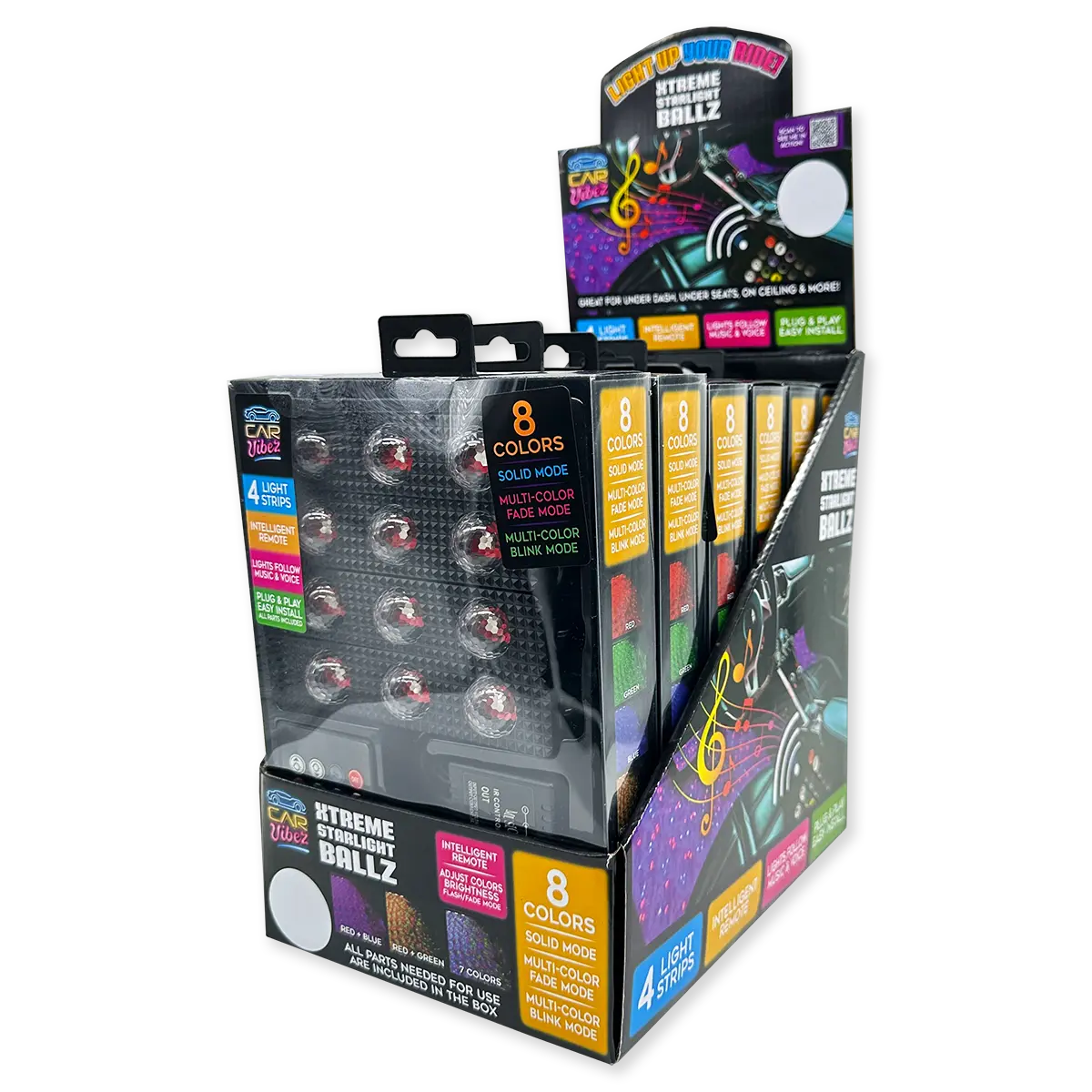 Mood Light Xtreme Starlight Ballz with Remote - 6 Pieces Per Retail Ready Display 24114 CAR VIBEZ