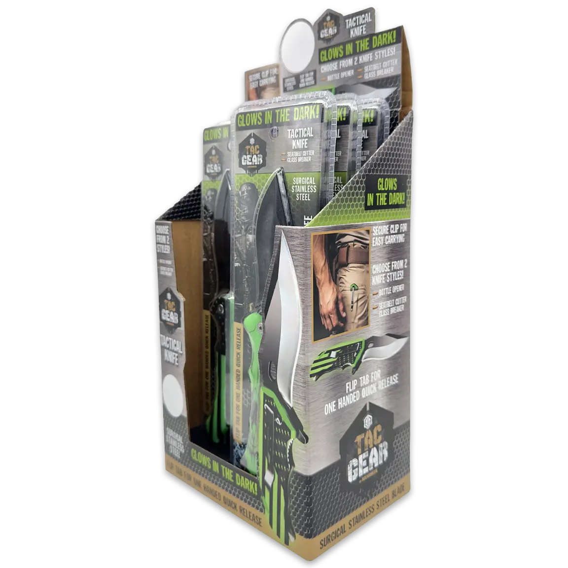 Pocket Knife Glow in The Dark with Bottle Opener - 6 Pieces Per Retail Ready Display 24450 TAC GEAR