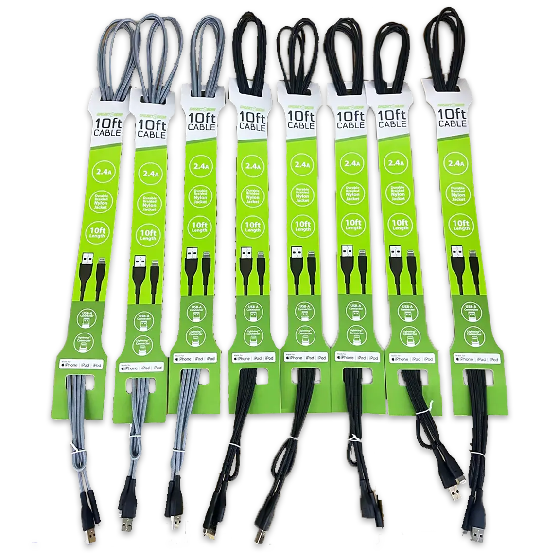 Charging Cable USB to Lightning 10FT 2.4 Amp - 8 Pieces Per Pack 24664 GADGET GEAR