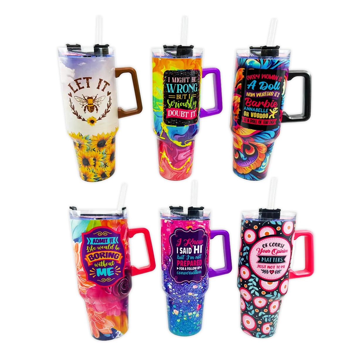 40oz Insulated Stainless-Steel Printed Cup Mix A - 6 Pieces Per Retail Ready Display 24769 NOVELTY INC