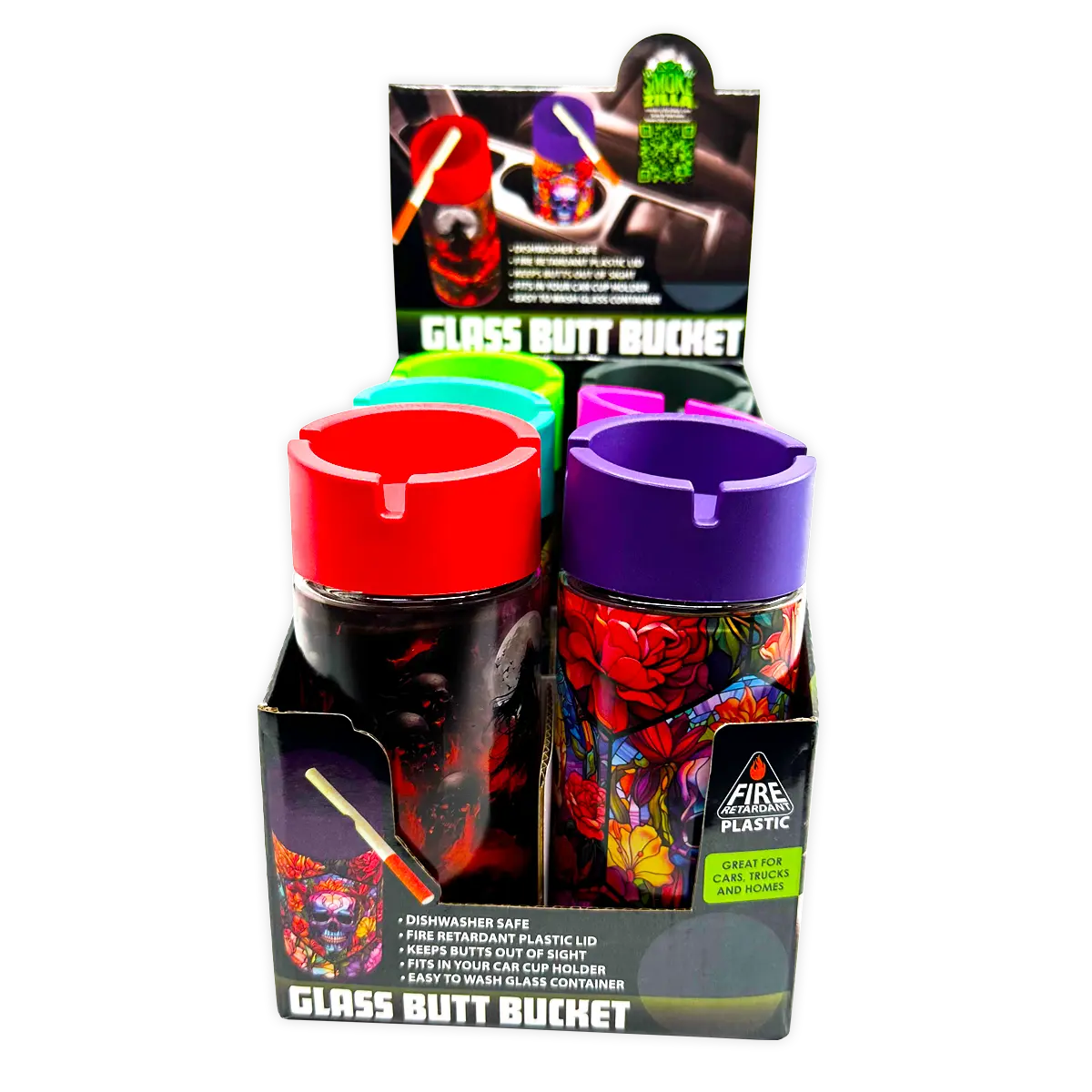 Full Print Glass Butt Bucket Ashtray - 6 Per Retail Ready Display 24948 SMOKEZILLA