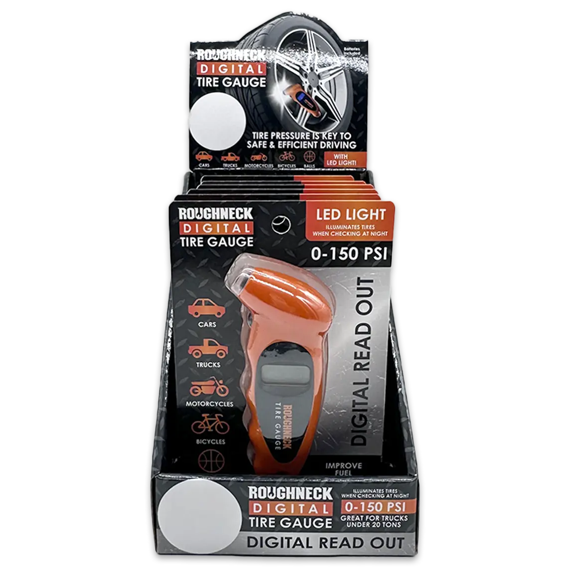 Small Digital Tire Gauge - 6 Pieces Per Retail Ready Display 24992 ROUGHNECK