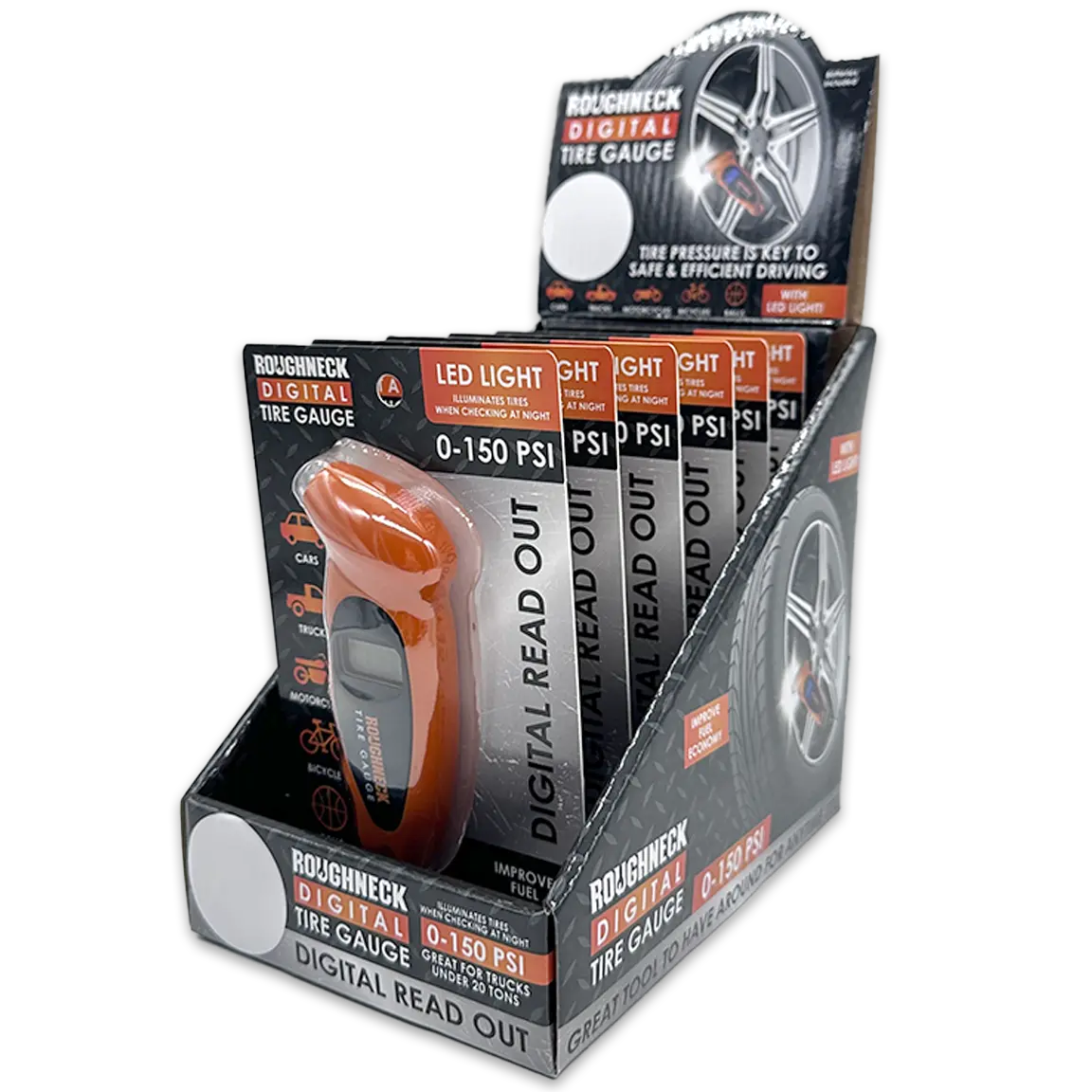 Small Digital Tire Gauge - 6 Pieces Per Retail Ready Display 24992 ROUGHNECK