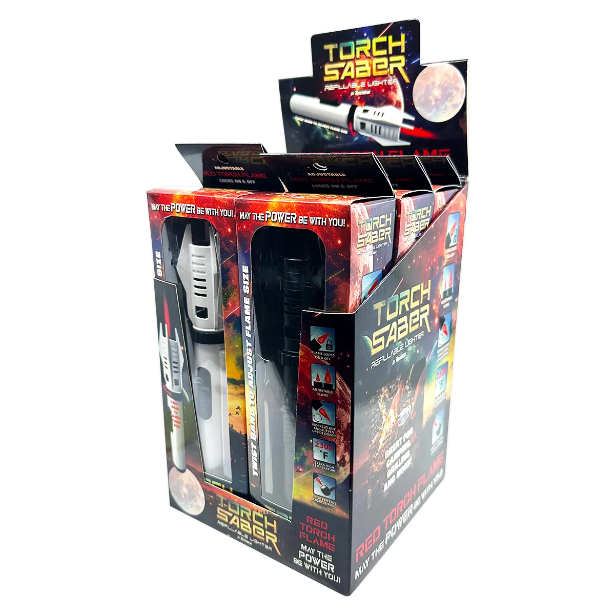 Torch Saber Torch Lighter with Red Flame - 6 Pieces Per Retail Ready Display 25028 SMOKEZILLA