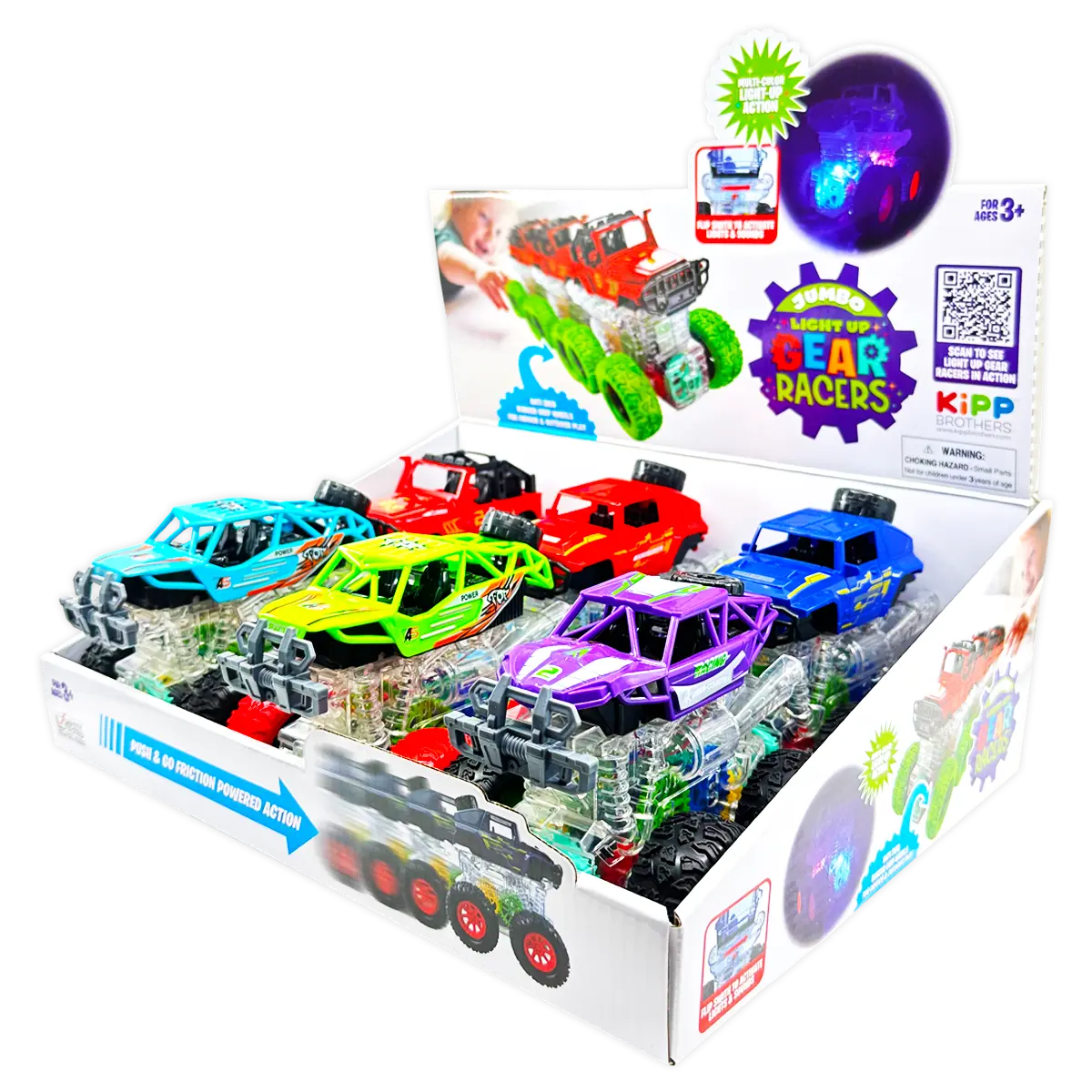 Friction Toy Car Light Up Jumbo Assortment - 6 Pieces Per Display 25030 KIPP BROTHERS