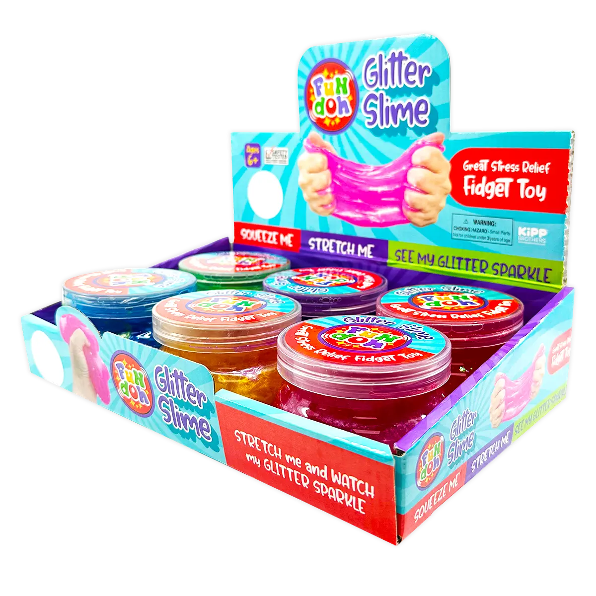 Fun Doh Glitter Slime - 6 Pieces Per Retail Ready Display 25034 KIPP BROTHERS