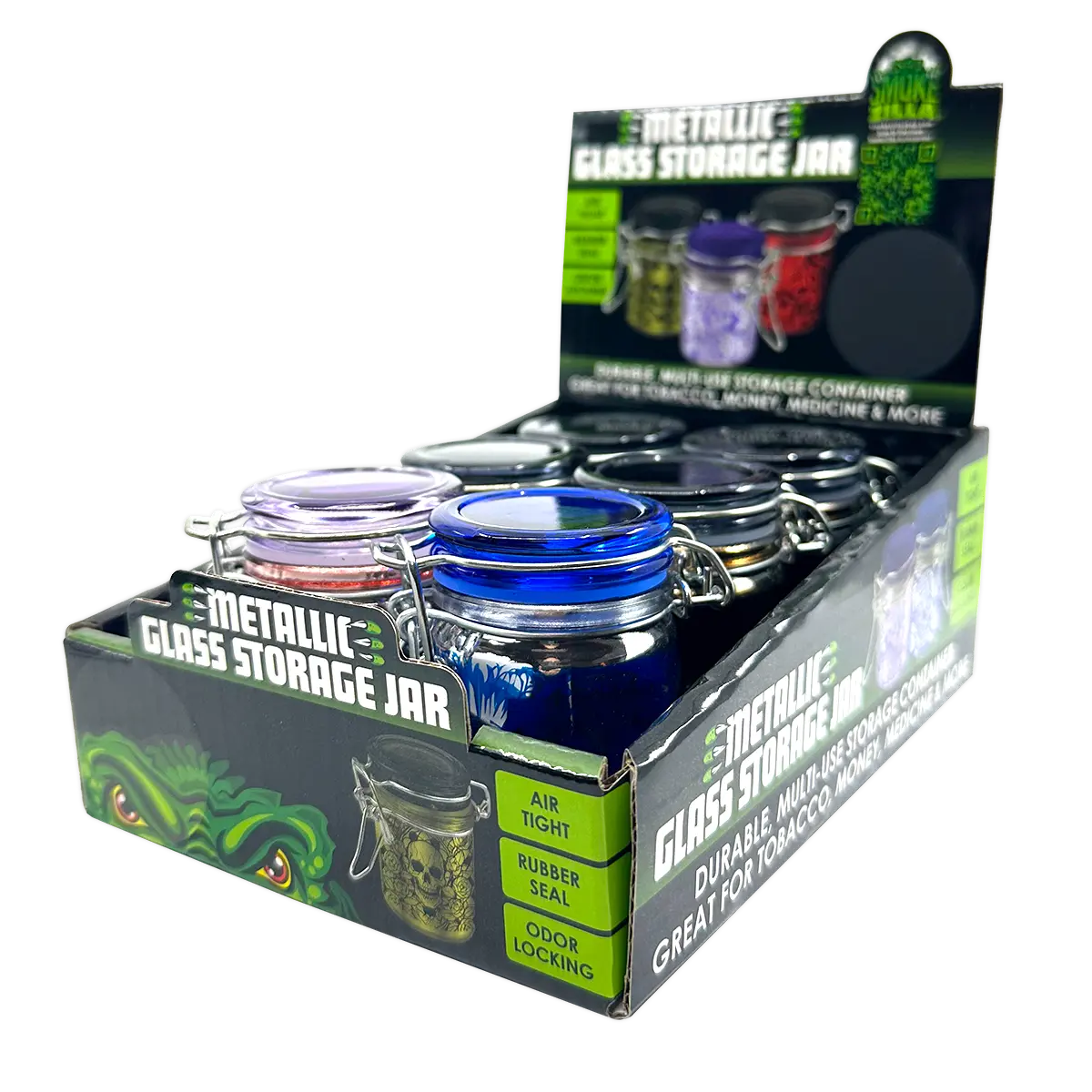 Small Metallic Glass Storage Jar - 6 Pieces Per Retail Ready Display 25060 SMOKEZILLA