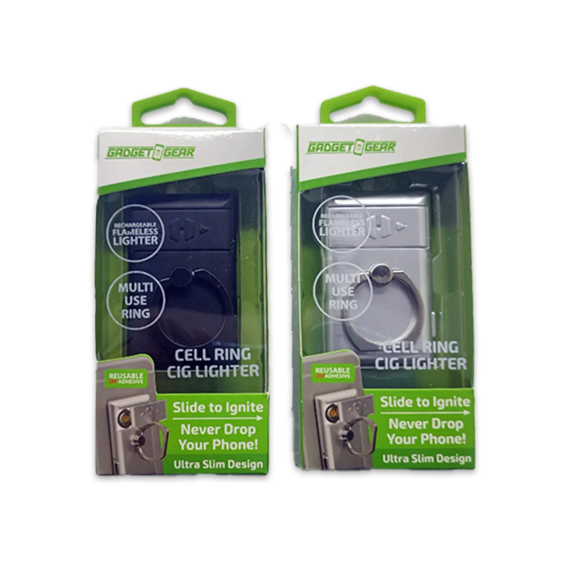 Cell Phone Ring Attachment with USB Coil Lighter - 6 Pieces Per Retail Ready Display 25071 GADGET GEAR