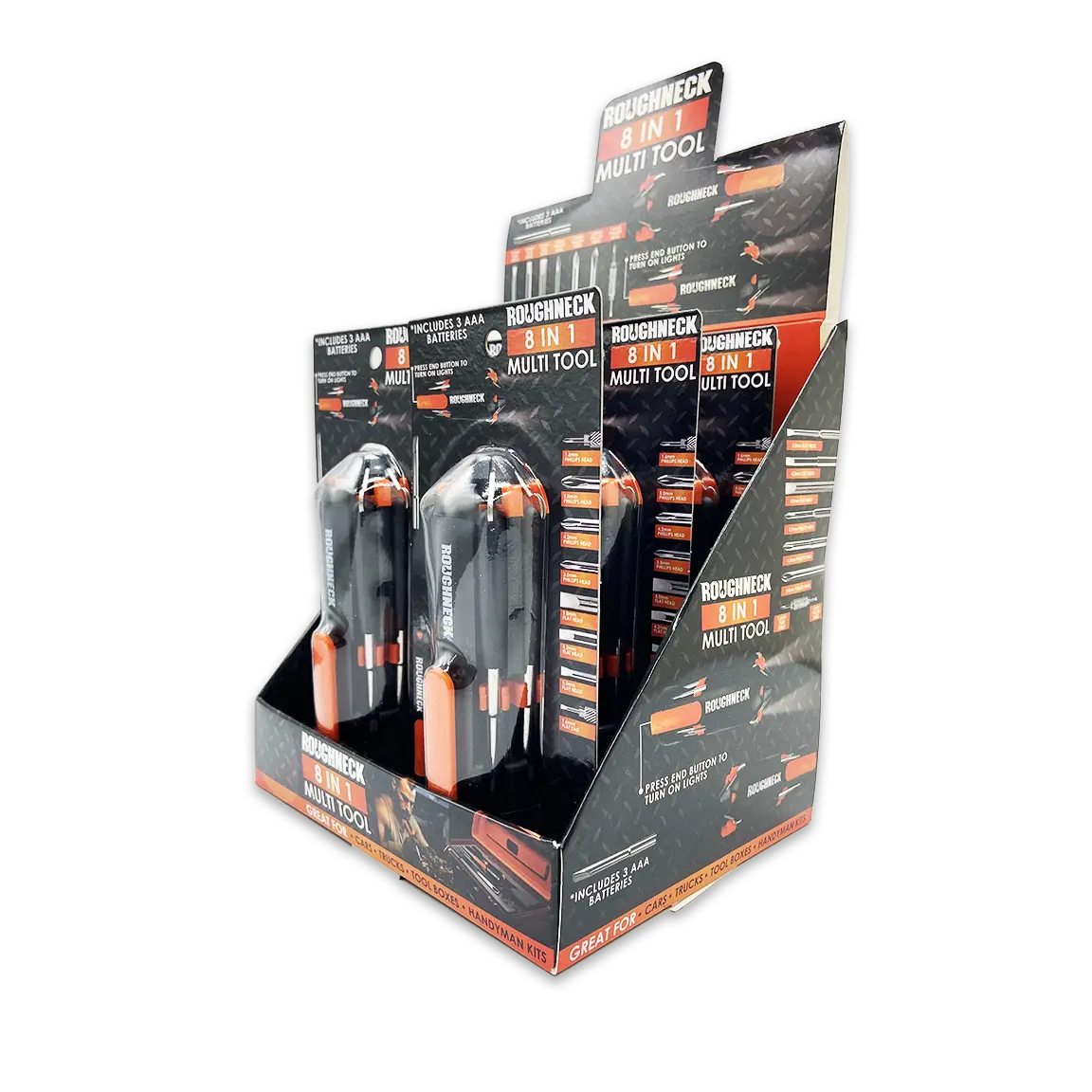 Multi-Tool 8-In-1 with Lights - 6 Pieces Per Retail Ready Display 25116 ROUGHNECK