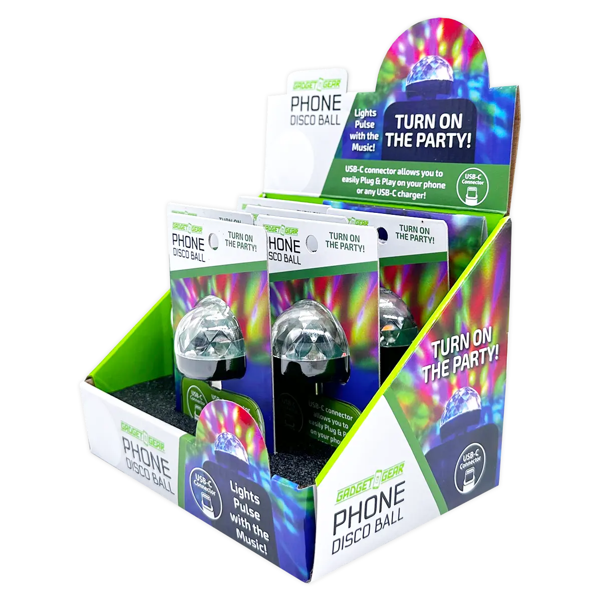 Mood Light USB-C Phone Disco Ball - 6 Pieces Per Retail Ready Display 25131 GADGET GEAR