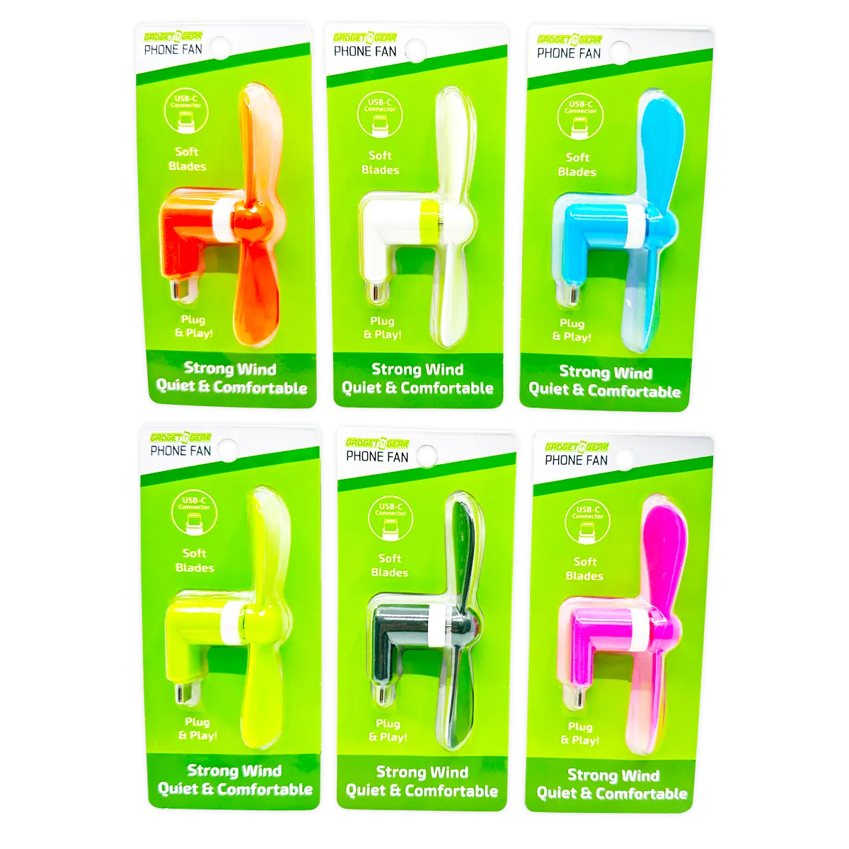 USB-C Phone Fan Attachment - 6 Pieces Per Retail Ready Display 25225 GADGET GEAR