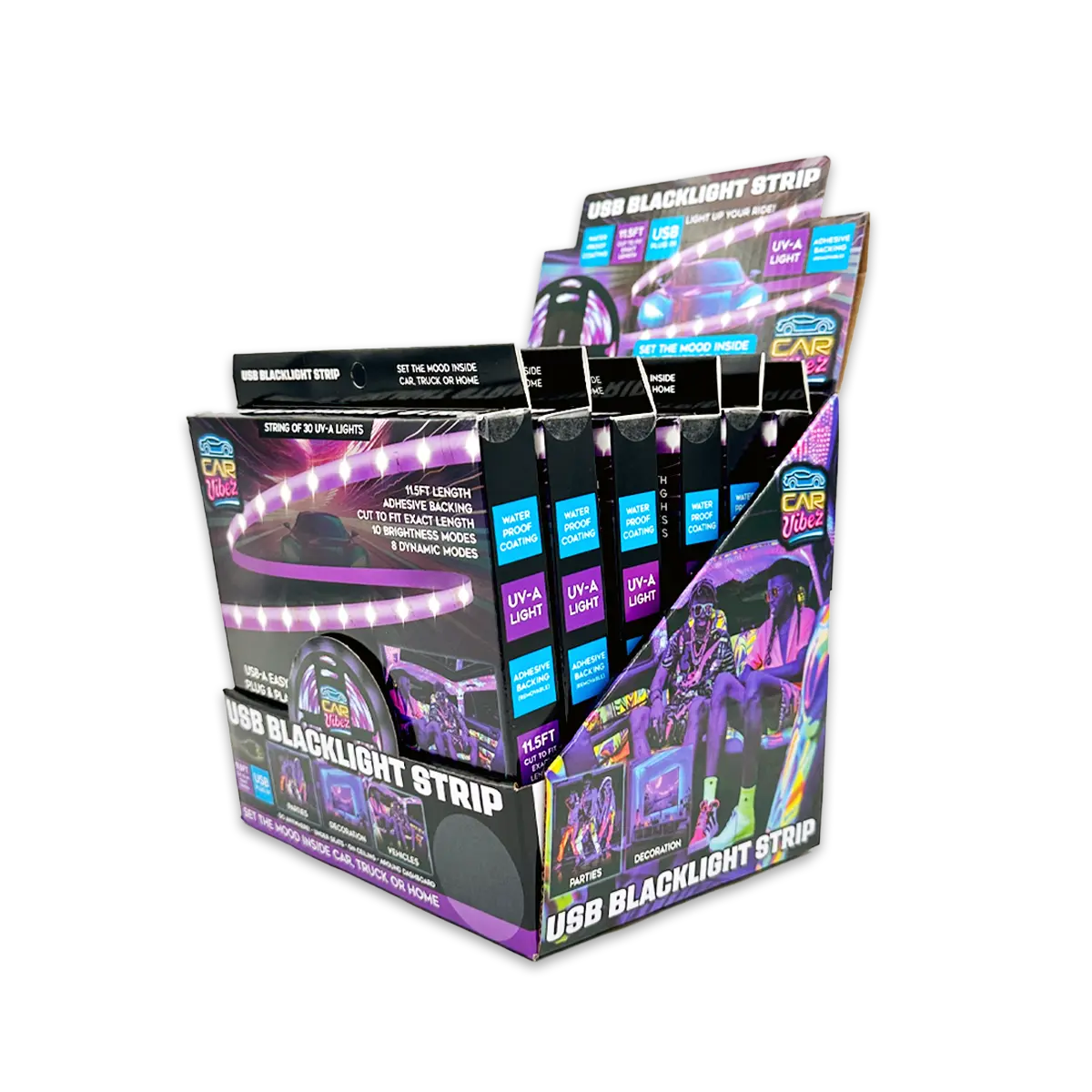 USB Blacklight Strip with Remote 11.5FT - 6 Pieces Per Retail Ready Display 25244 CAR VIBEZ
