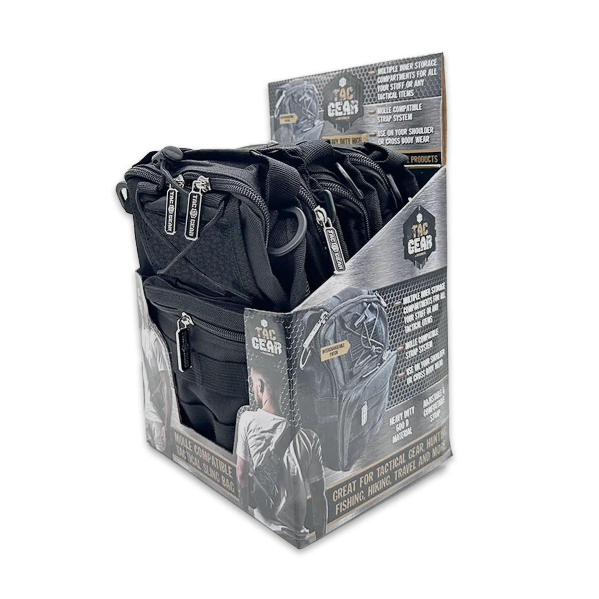 Patriotic MOLLE Tactical Sling Bag with Strap - 4 Pieces Per Retail Ready Display 25248 TAC GEAR