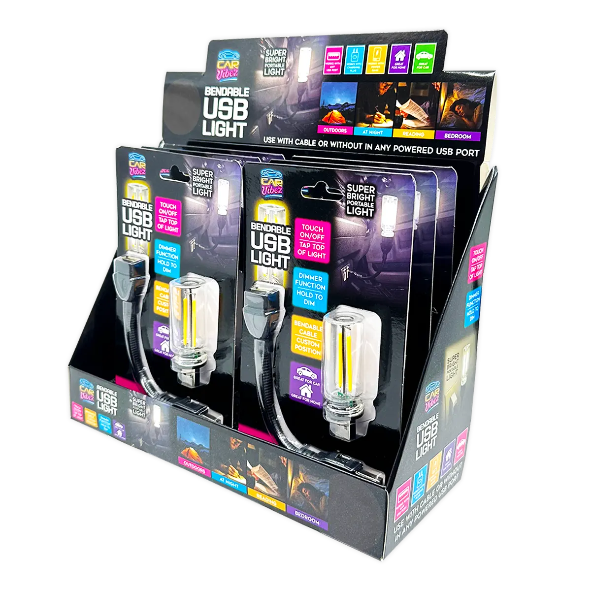 Bendable USB Touch Vintage Lantern Light - 6 Pieces Per Display 25304 CAR VIBEZ