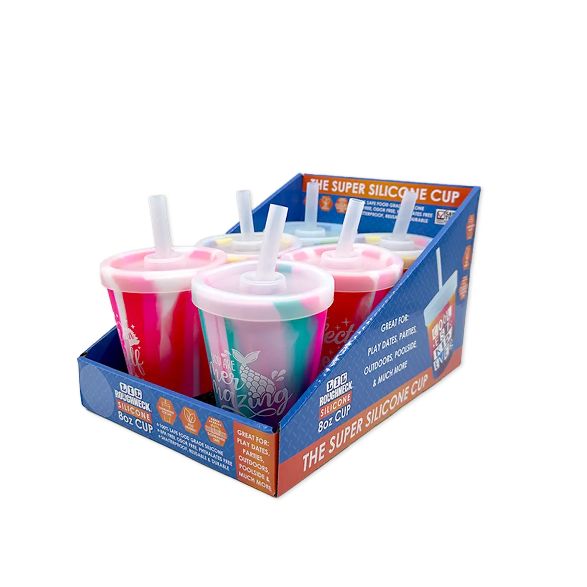 Silicone 8oz Kids Toddler Kiddo Super Cups - 6 Pieces Per Retail Ready Display 25604 ROUGHNECK