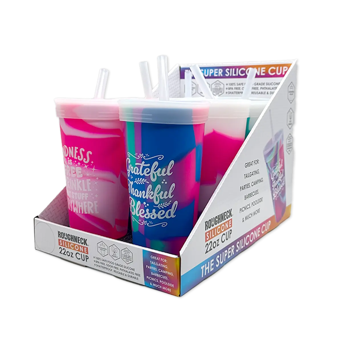 Silicone 22oz Super Cups - 6 Pieces Per Retail Ready Display 25980 ROUGHNECK