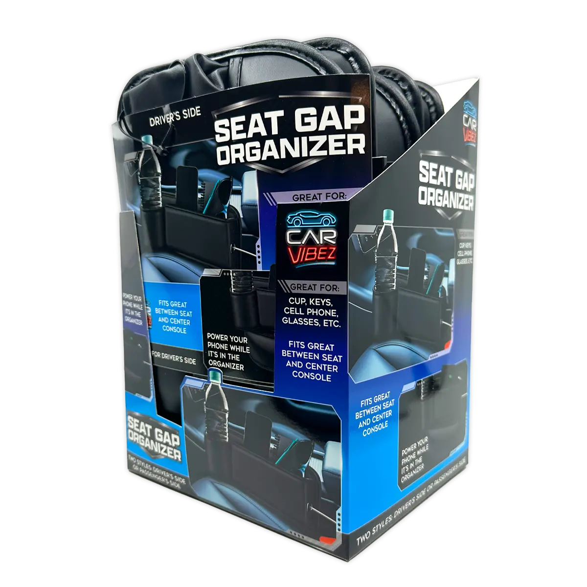 Seat Gap Filler Car Organizer - 6 Pieces Per Retail Ready Display 25804 CAR VIBEZ