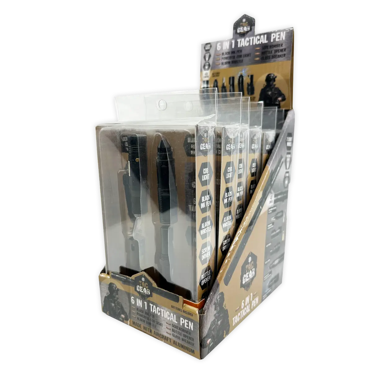 Multi-Tool 6-In-1 Tactical Pen with LED Flashlight - 6 Pieces Per Retail Ready Display 25852 TAC GEAR