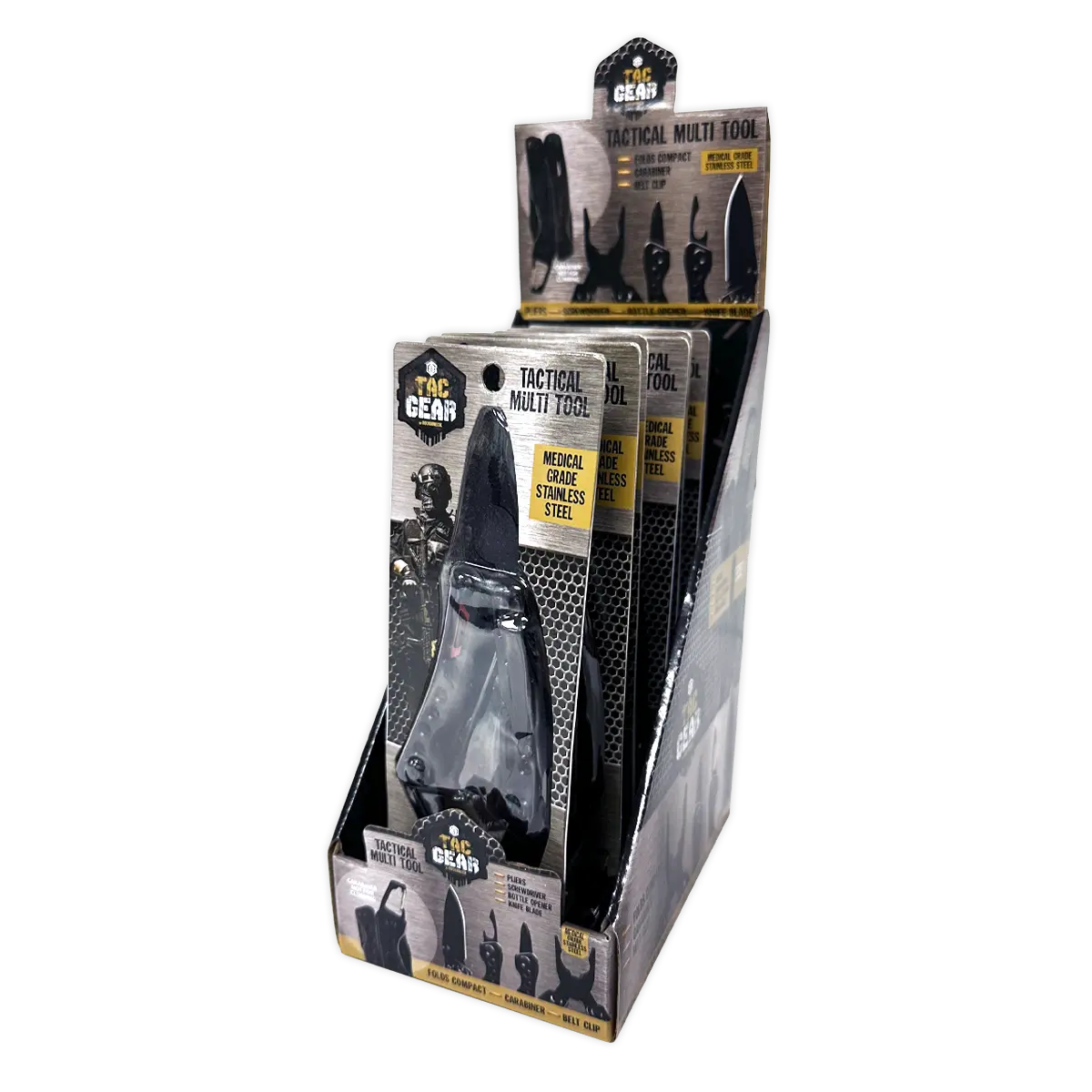 Tactical Multi-Tool 4-In-1 with Carabiner - 6 Pieces Per Retail Ready Display 25895 TAC GEAR