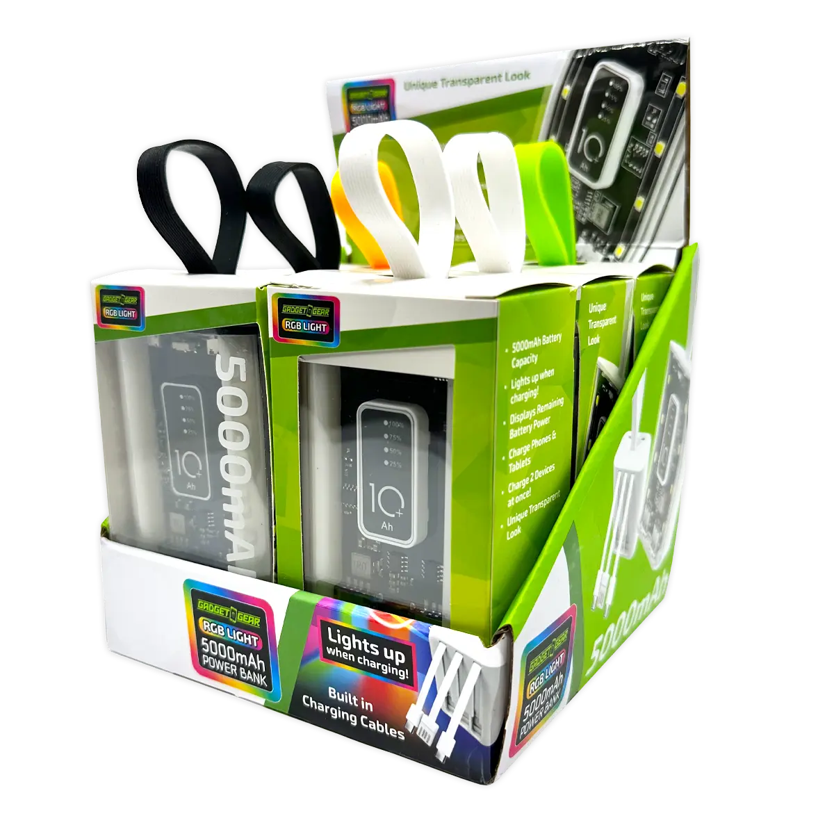 Rechargeable Power Bank with Rgb Lights - 6 Pieces Per Retail Ready Display 25908 GADGET GEAR