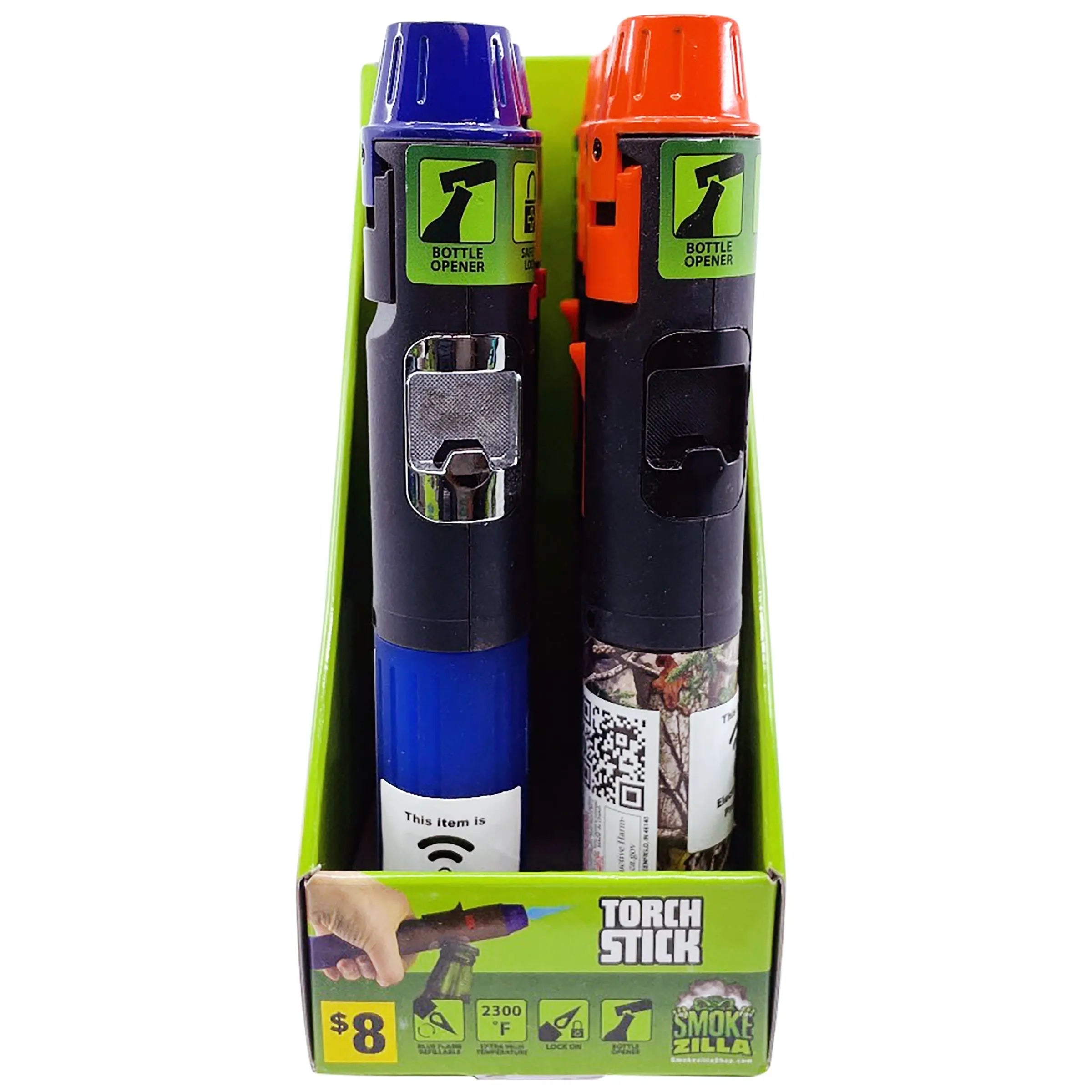 Torch Stick Lighter with Camo and Blue Assortment - 8 Pieces Per Retail Ready Display 41377 TORCH BLUE